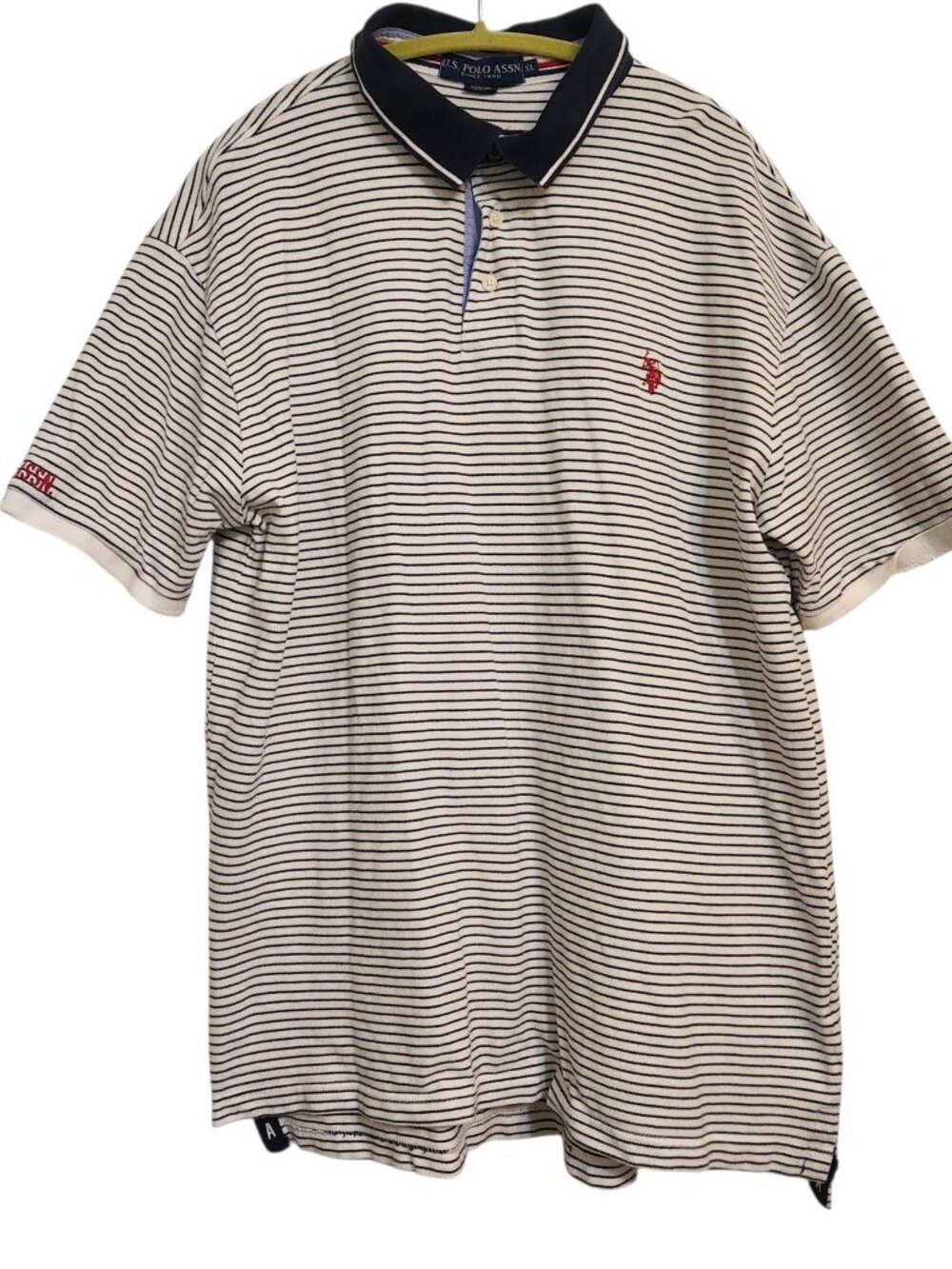 U.S. Polo ASSN Polo Men's Navy Blue & White Stripe Shirt Size XL